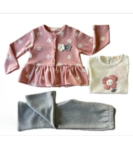 Ensemble bébé fille 3 piéces Fleurs