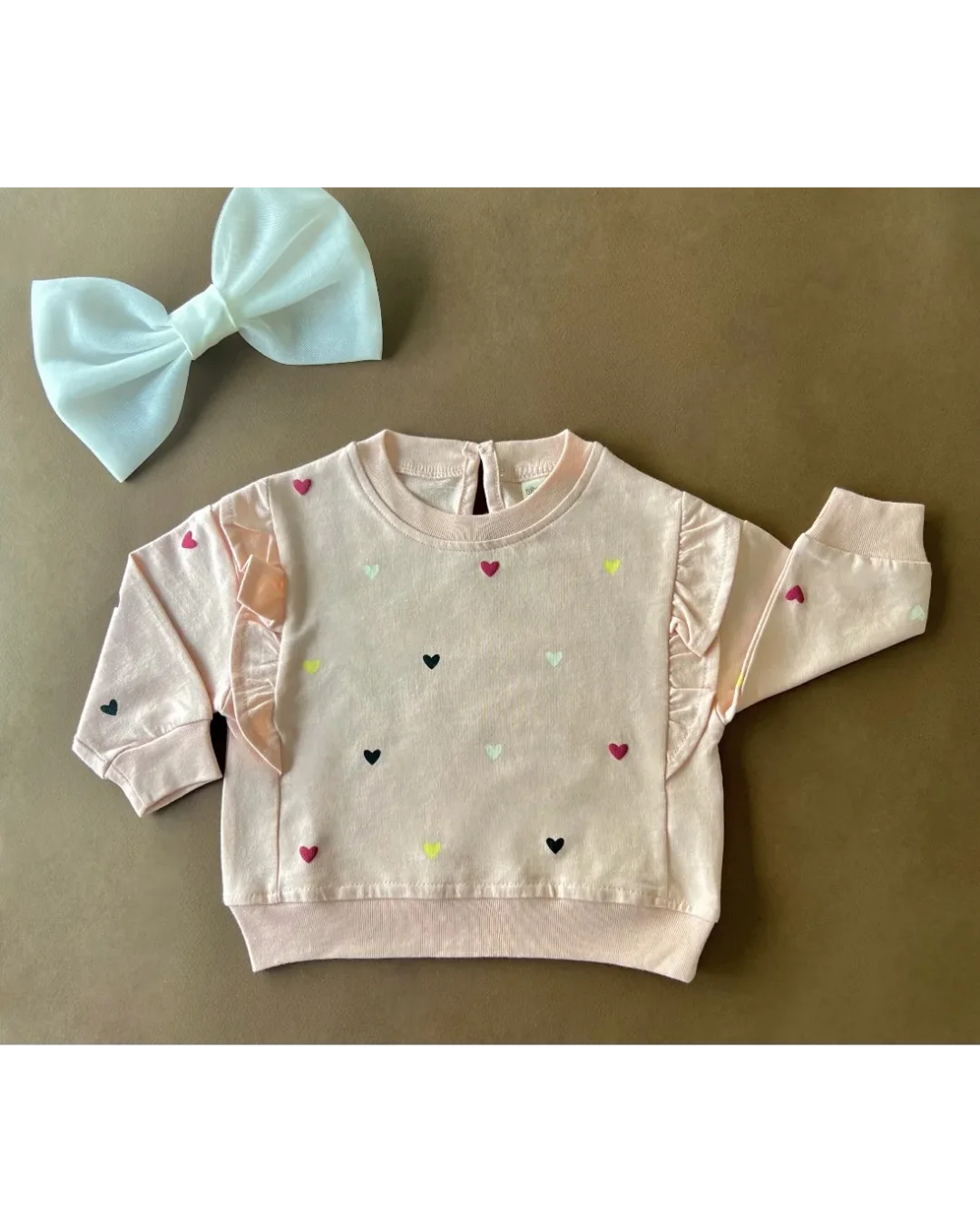 Sweatshirt bébé en coton motif coeur