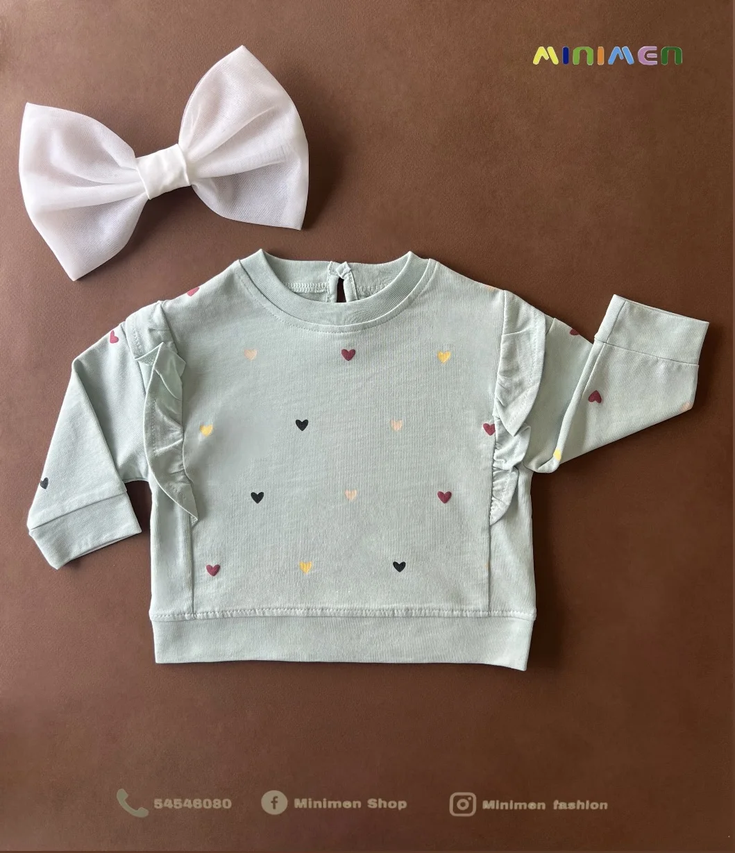 Sweatshirt bébé en coton motif coeur