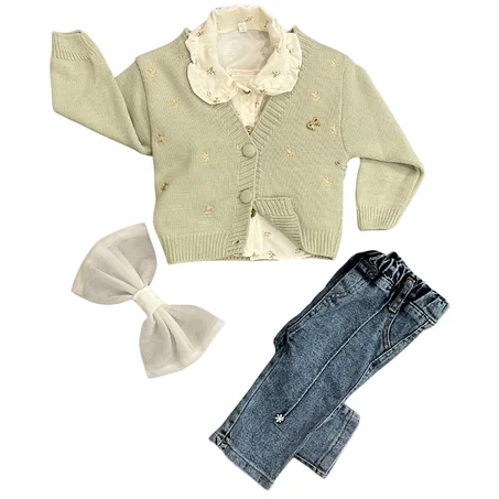 Ensemble Miss Gilet Chemise Fleur