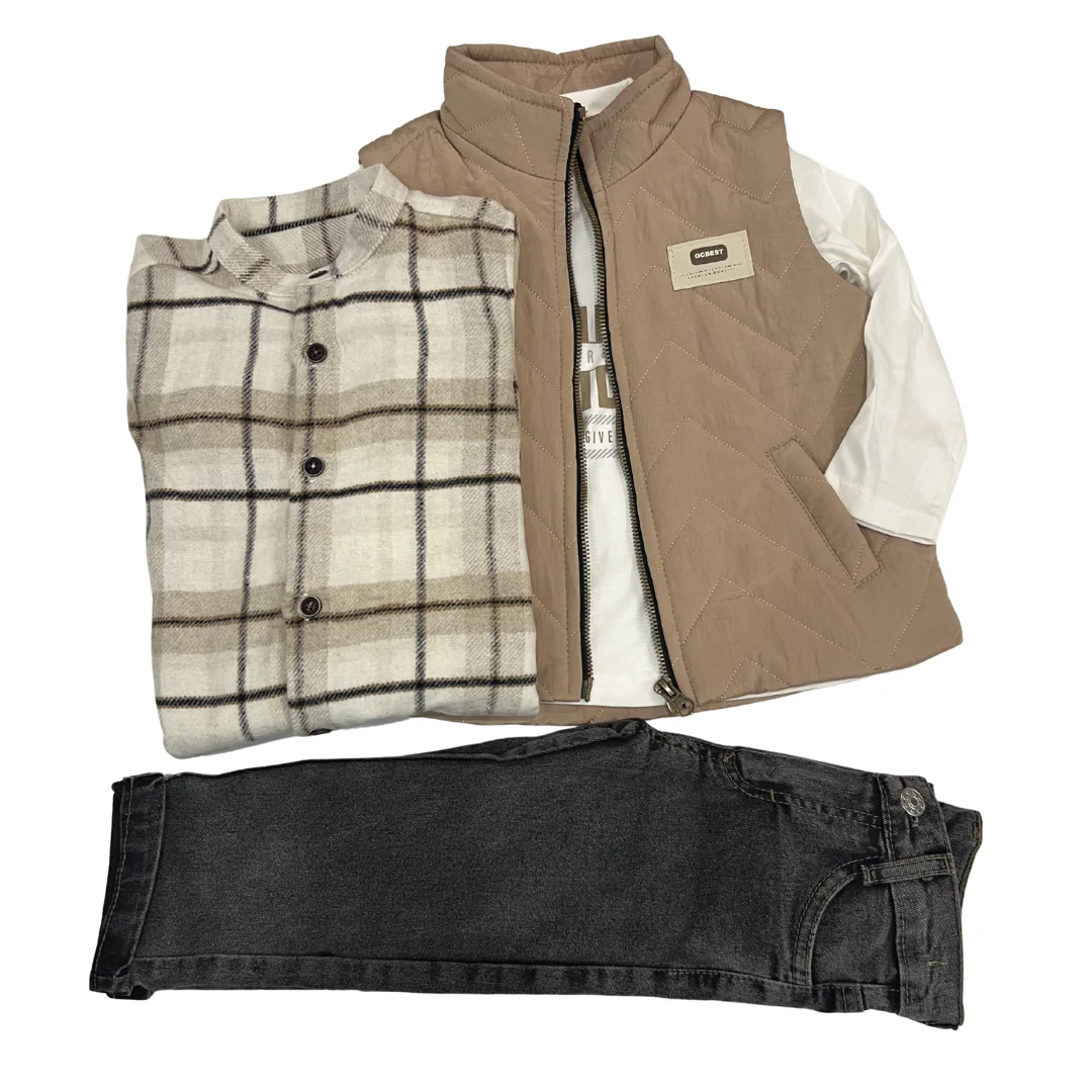 Ensemble 4 Pièces Chemise Carré