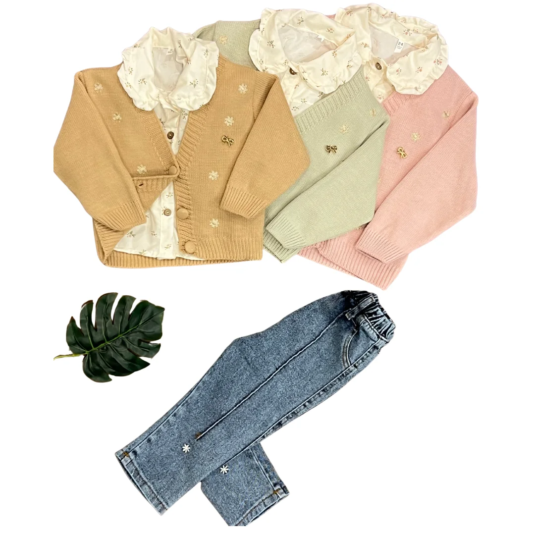 Ensemble Miss Gilet Chemise Fleur