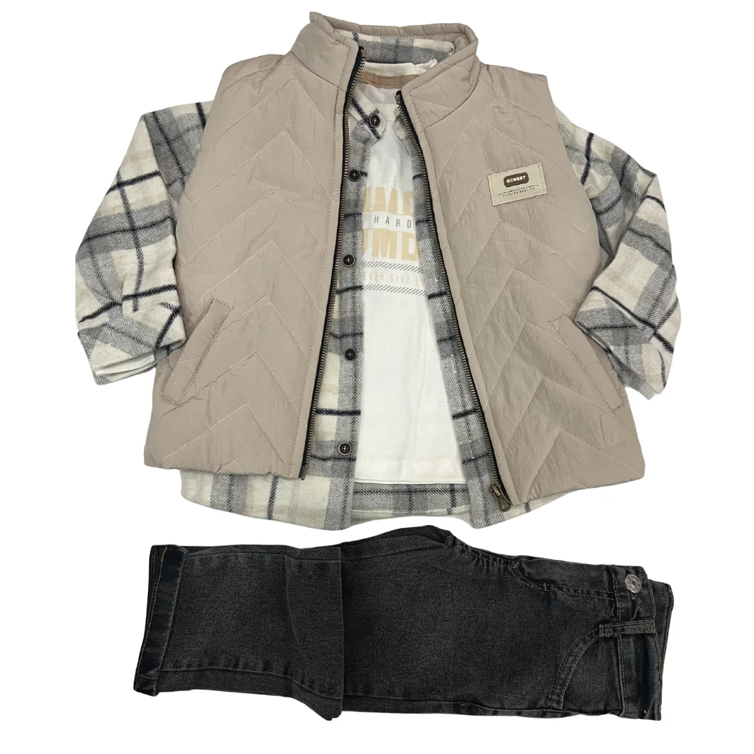 Ensemble 4 Pièces Chemise Carré