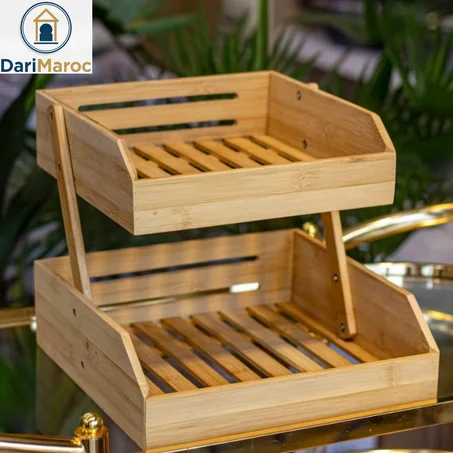 Rangement Étagère Cuisine en Bois 2 Niveaux