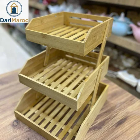 Rangement Étagère Cuisine en Bois 3 Niveaux