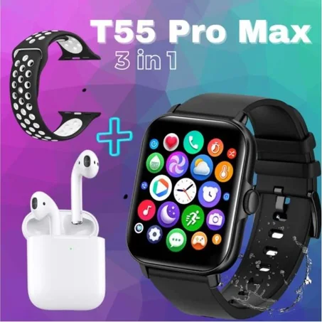 📢smart watch  T55 Pro Max  plus  cadeau Airpods 🎉​🎁​💯 le prix revient à 30000 FCFA dès le 6 janvier