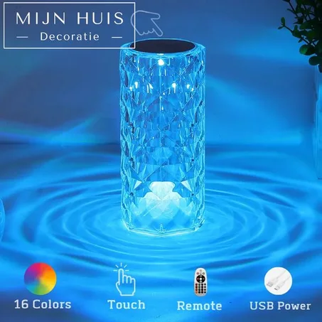 ⚡Ventre chaude 🔥🔥Lampe de table en cristal diamant à 16 couleurs💯