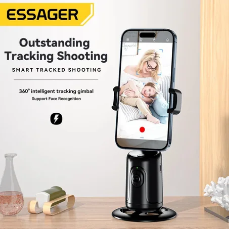 حامل هاتف ذكي من Essager قابل للدوران بزاوية 360 درجة ، حامل هاتف ذكي للتصويب من أجل بث الفيديو المباشر مع عصا سيلفي Gimbal