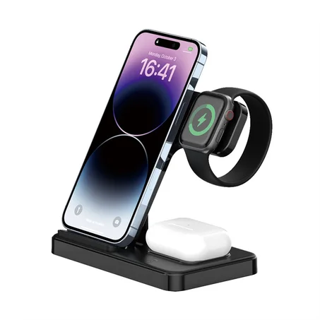 15 واط 3 في 1 بسرعة لهاتف آيفون 14 13 12 11X8 ساعة أبل قابلة للطي محطة Airpods IWatch