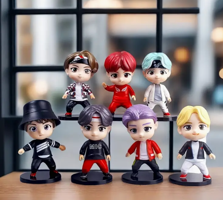 Ensemble de 7 mini figurines d'idols Kpop marron -- ornements de collection