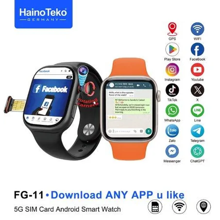 Haino Teko FG11 Android Smartwatch, 1.43 Inch AMOLED Display, 4GB RAM + 64GB, Wireless Calling, WiFi & GPS, App Download, with 2 Straps – Men & Women (FG11)