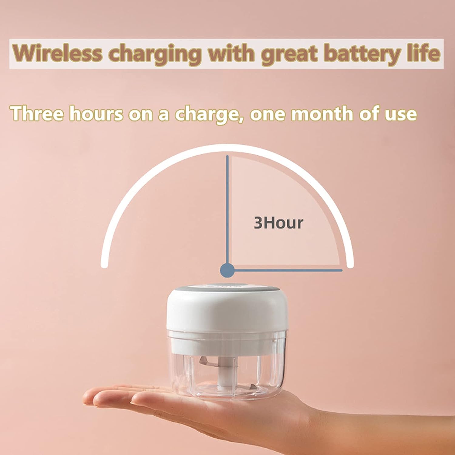 مطحنة كهربائية صغيرة - OFFTESTY Mini Hachoir Electrique,Hachoir à ail électrique chargeur USB, hachoir à nourriture électrique avec 3 lames tranchantes,Pour Ail/Oignons/Viande/Carotte Pour Bé