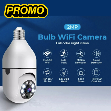 🔐 Caméra de Surveillance WiFi 360° – Type Ampoule E27