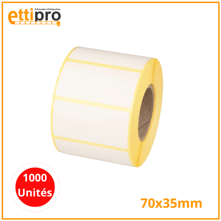 Rouleaux d’étiquettes thermiques 70 x 35 mm 1000 Unités