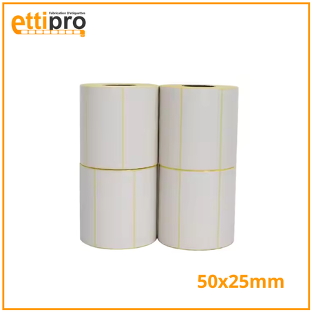 Rouleaux d’étiquettes thermiques 40 x 25 mm 1000 / 2000 Unités