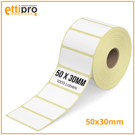 Rouleaux d’étiquettes thermiques 50 x 30 mm 2000 Unités