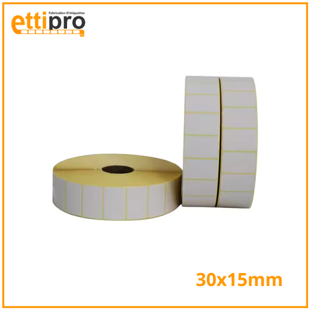 Rouleaux d’étiquettes thermiques 30 x 15 mm 1000 / 2000 Unités