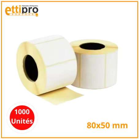 Rouleaux d’étiquettes thermiques 80 x 50 mm 1000 Unités