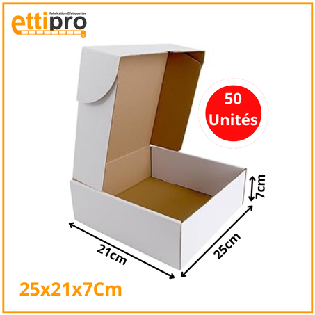 Boîte Valise en Carton Blanchi 25 x 21 x 7cm