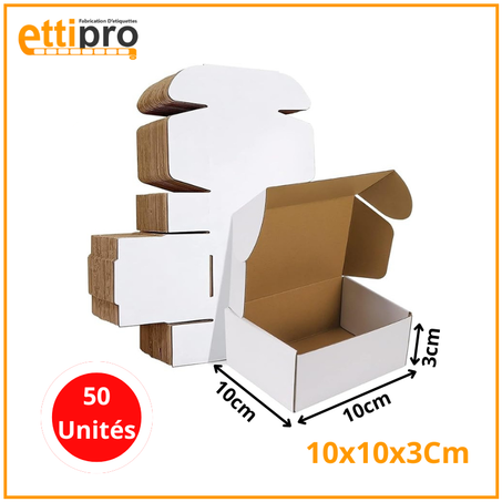 Boîte Valise en Carton Blanchi 10 x 10 x 3 cm