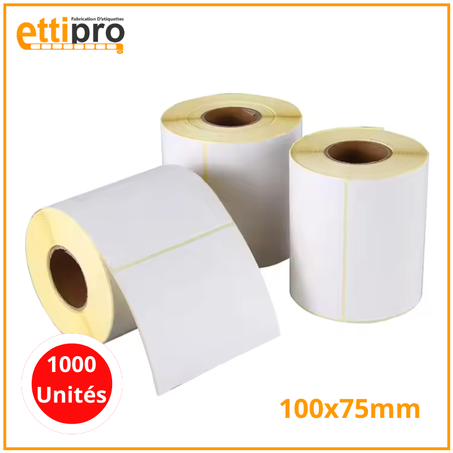 Rouleaux d’étiquettes thermiques 100 x 75 mm 1000 Unités