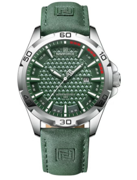 ساعة NAVIFORCE للرجال كاجوال رياضية عسكرية كوارتز تقويم ساعة معصم جلدية مقاومة للماء للرجال
