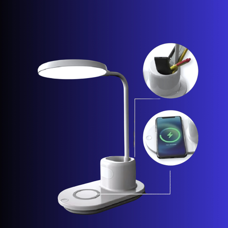 مصباح طاولة مع شاحن لاسلكي