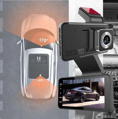 كاميرا أمامية وخلفية للسيارة، بعدسة مزدوجة بدقة 1080 بكسل