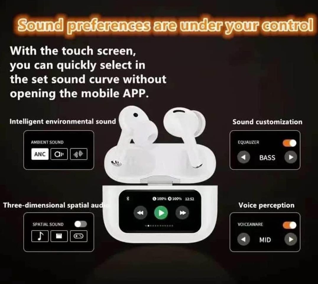 سماعات Air Pods Pro 2 Titanium بشاشة LCD