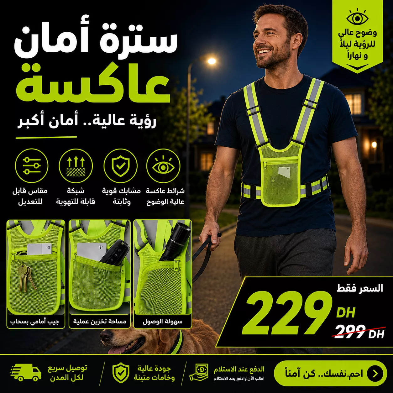 🦺 جيلي السلامة العاكسة عالية الوضوح