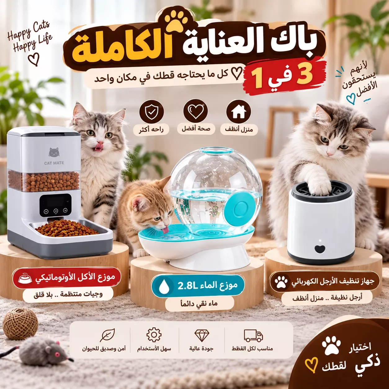 🐾 الباك «القط المدلل» 🐾 3 منتجات في باك واحد