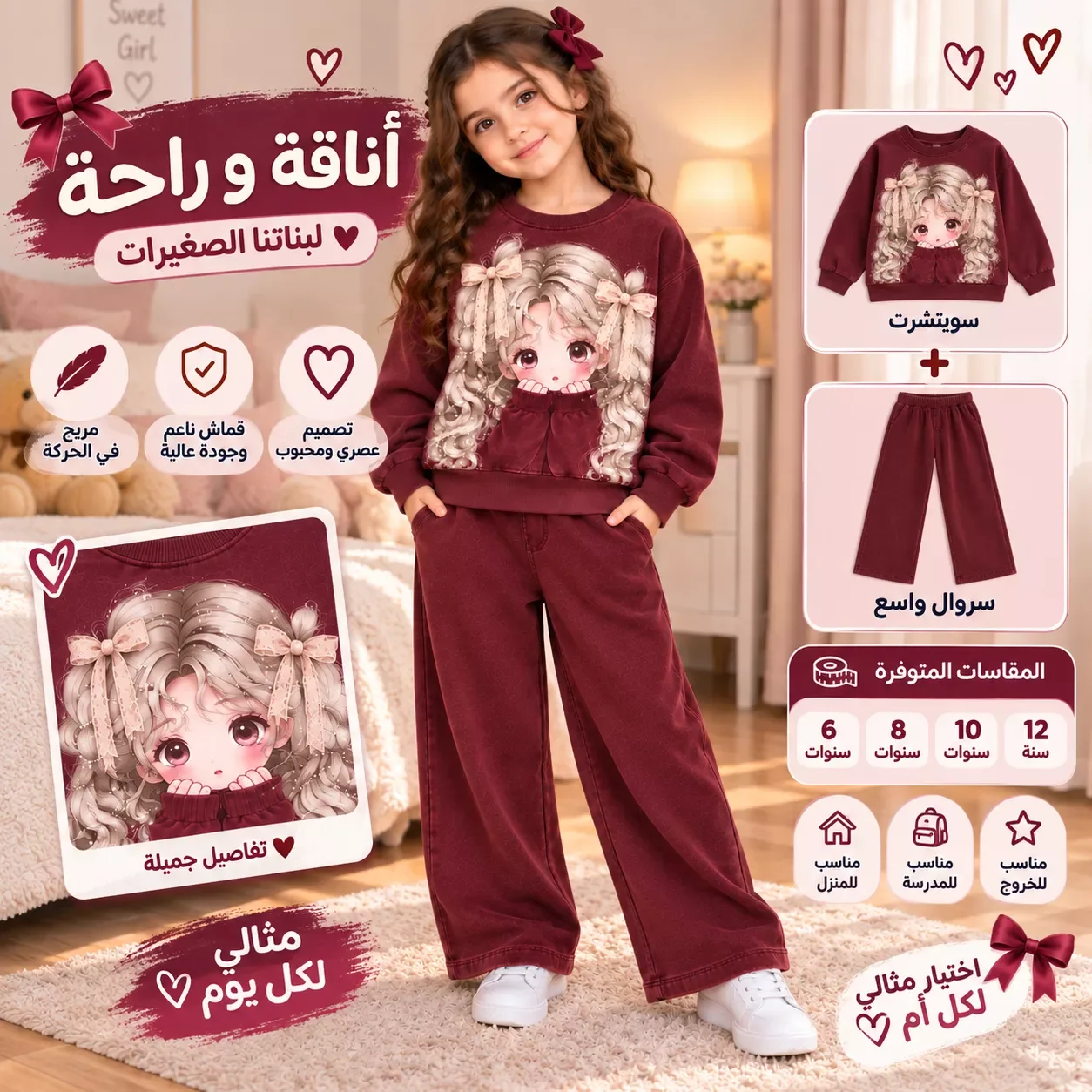 👧 Ensemble بناتي 2 Pièces – أناقة وراحة للصغيرات