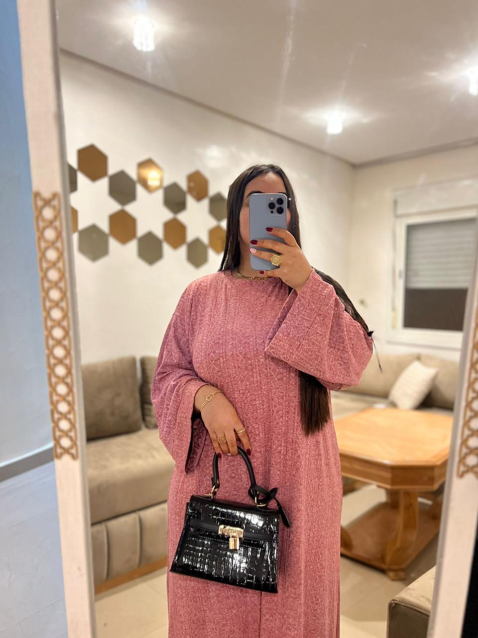 Jellaba Knit Texturée – Manches Évasées