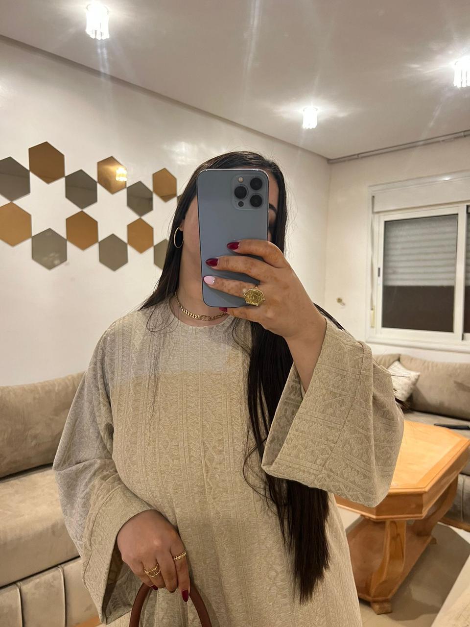 Jellaba Knit Texturée – Manches Évasées