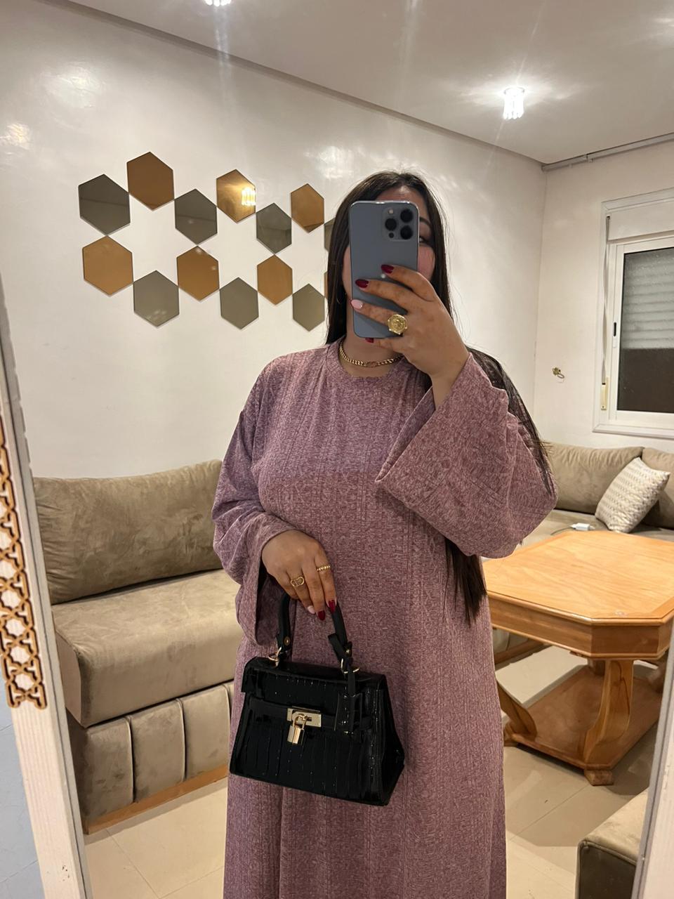 Jellaba Knit Texturée – Manches Évasées