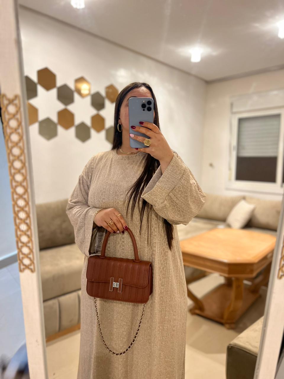 Jellaba Knit Texturée – Manches Évasées