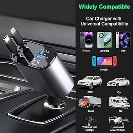 صورة شاحن سيارة قابل للسحب 4 في 1