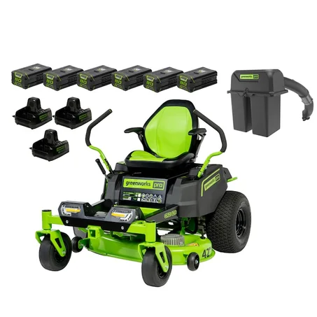Greenworks Pro Greenworks Pro Crossover Zero Turn 42-in Lithium Ion Electric Riding Lawn Mower, Bagger