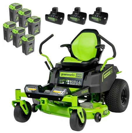 Greenworks 42 in. 24 HP 60V Electric Battery-Powered CrossoverZ Zero-Turn Lawn Mower, (6) 8 Ah Battery, (3) Chargers