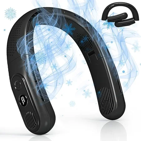 مروحة رقبة محمولة 360 درجة ووشاشة