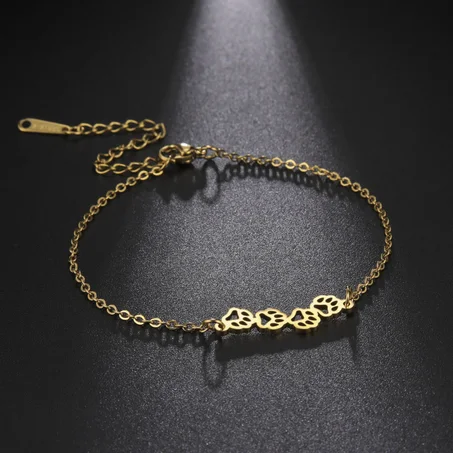 Paw Bracelets on Hand Women Girls Animal Footprints Jewelry