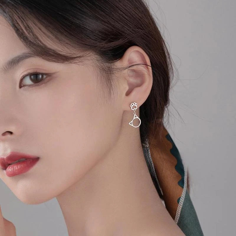 Earrings For Women Sweet Girl Fine Jewelry Cat Paw