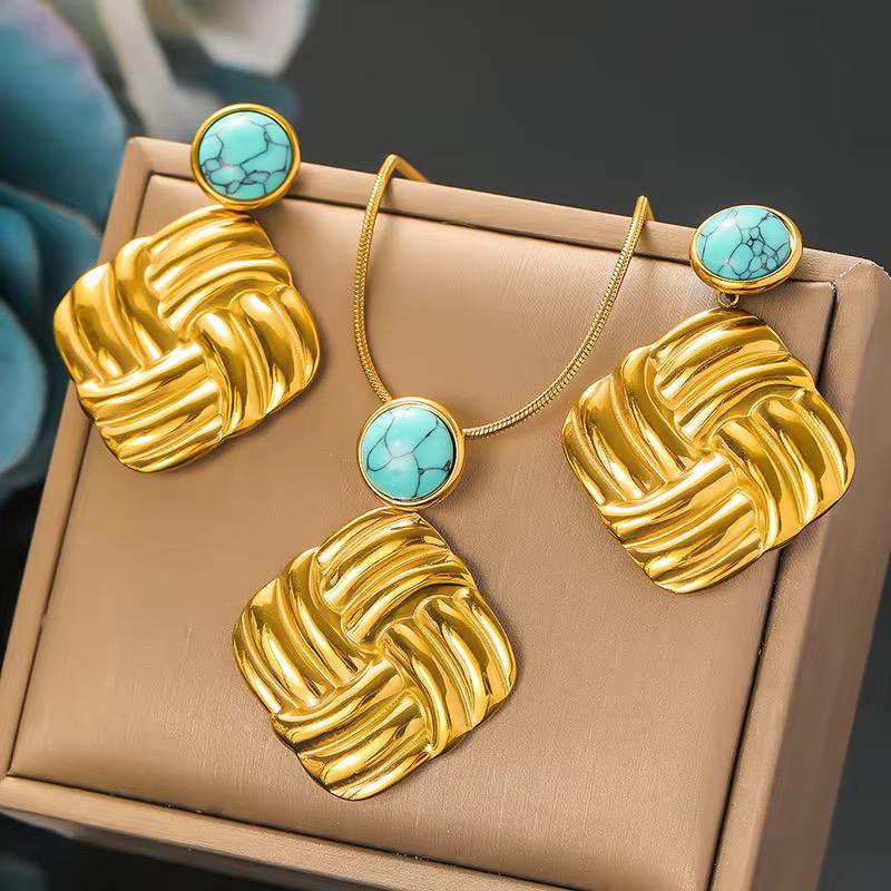 ✨ Parure Élégance Turquoise – Acier Inoxydable