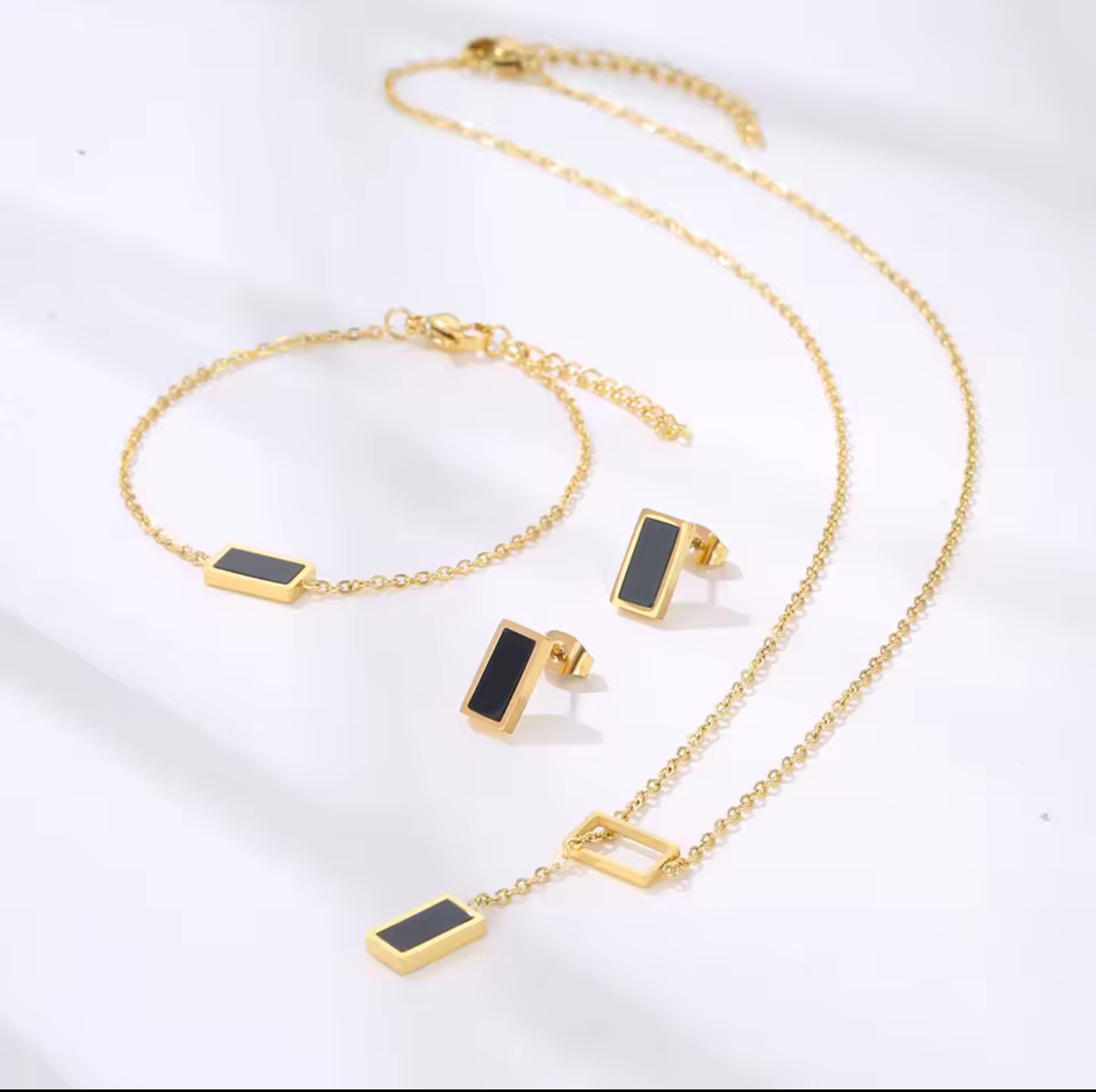 Ensemble de collier avec boucles d'oreilles pour femmes en Acier Inoxydable