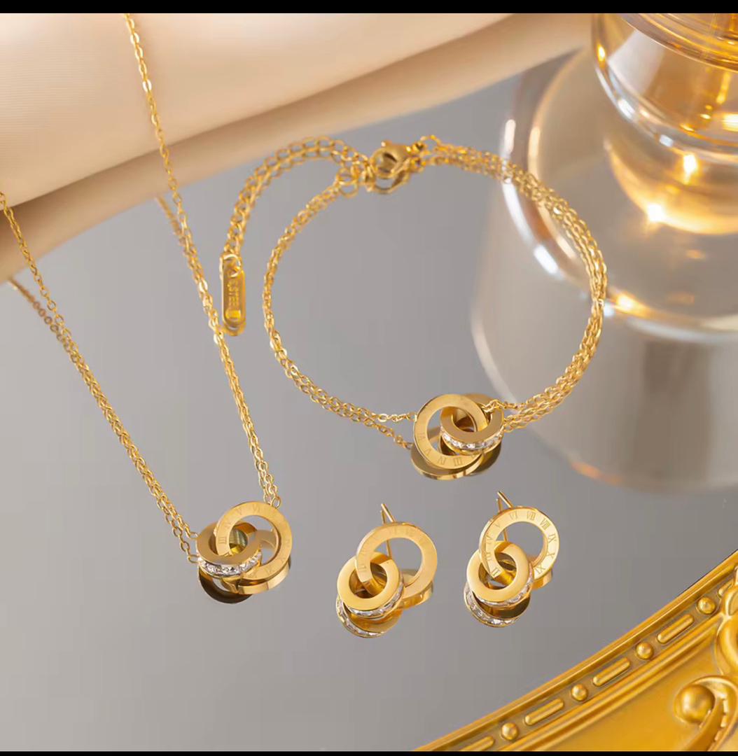 ✨ Parure Élégance Éternelle – Acier Inoxydable (Sans boucles d'oreilles)