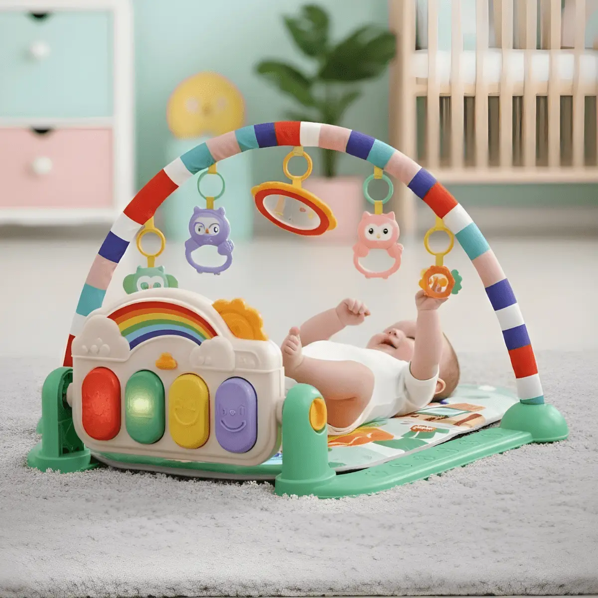Baby Music Rack سجادة لعب للأطفال مزودة بلوحة مفاتيح البيانو