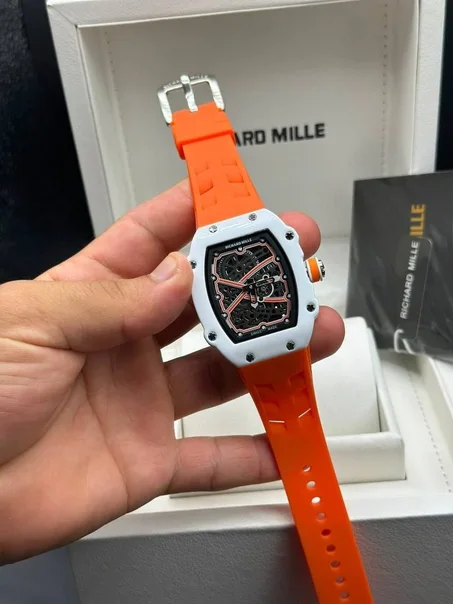 :Richard Mille RM 67-02 Automatic Mutaz Barshim (White Ceramic / Orange Strap)