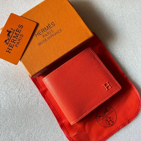 Portefeuille Homme en Cuir Orange - Édition Prestige