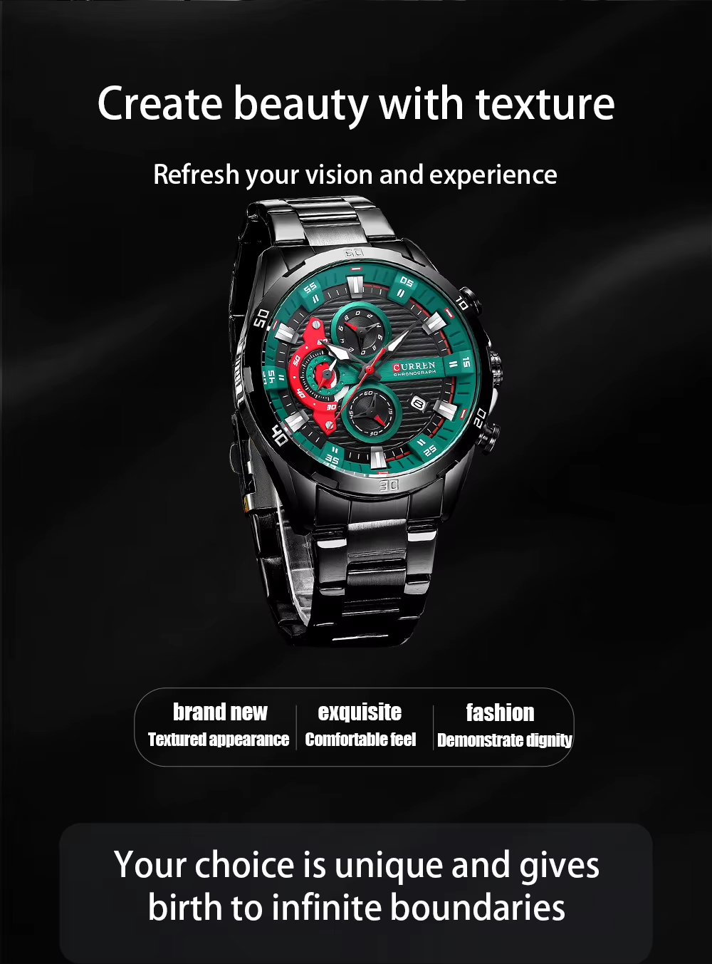 Curren 8402 Calendar Watch Six Hand Steel Band Quartz Business Men's Watch