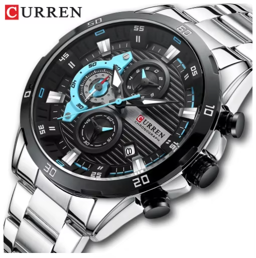Curren 8402 Calendar Watch Six Hand Steel Band Quartz Business Men's Watch